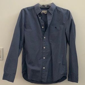 Blue Gray Polkadot Boys Button-Down Shirt